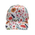 Kids baseball cap in white with colorful floral and butterfly patterns for sun protection - Adjustable [48-54cm] / White Floral Butterfly (Pattern 29)