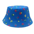 Kinder-Fischerhut in Dunkelblau mit bunten Pilzmotiven für optimalen Sonnenschutz - 54cm / Blau