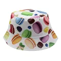 Detalle de estampados de macaron y frutas en un sombrero de sol para niños - 54cm / Blanco