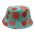 Kids green bucket hat with red pumpkin print, stylish outdoor sun protection for children - 54cm / Green