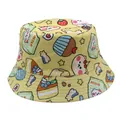 Gele kinder vissershoed met schattige beer en melk print van zacht katoen - 54cm / Geel