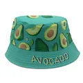 Omkeerbare vissershoed voor kinderen met avocadoprint en tekst in lichtblauw - 54cm / Groen