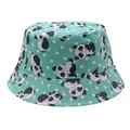 Cappello a secchiello per bambini verde menta con stampe panda e pois bianchi - 54cm / Verde