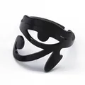 Bague ajustable noire en acier inoxydable avec le symbole égyptien Œil de Horus - Noir