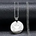 Silver stainless steel Cancer zodiac necklace with crab pendant on black leather background - Silver Cancer