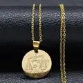 Golden stainless steel Libra zodiac necklace with etched celestial pattern for unisex - Gold Libra