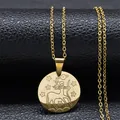 Golden stainless steel Sagittarius zodiac pendant necklace on black textured leather - Gold Sagittarius