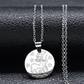 Silver Sagittarius constellation medallion necklace in polished stainless steel finish - Silver Sagittarius