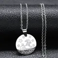 Silver stainless steel necklace featuring a round Capricorn zodiac sign pendant charm - Silver Capricorn