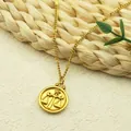 Collier signe Balance en acier doré avec pendentif pièce et sequins en forme de losange - Balance