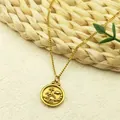 Collier signe astrologique Scorpion en acier inoxydable doré avec pendentif de pièce - Scorpion