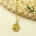 Collier Capricorne doré avec pendentif rond en relief et chaîne à mailles torsadées - Capricorne