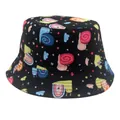 Schwarzer Wende-Anglerhut für Kinder mit buntem Schnecken-Print und breiter Krempe - 54cm / Schwarz