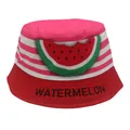 Kinder-Fischerhut mit Wassermelone, rosa Streifen und breiter Krempe als Sonnenschutz - 54cm / Rosa Gestreifte Wassermelone