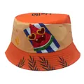 Chapeau bob enfant orange avec motif pastèque de dessin animé joyeux et imprimé Hello - 54cm / Rouge Orangé