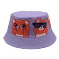 Violetter Fischerhut für Kinder mit Cartoon-Bären-Prints und weißen Nähten am Rand - 54cm / Lila Bär (Stil 1)