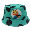 Chapeau bob enfant vert menthe avec motif abeille et taches noires sur fond blanc - 54 / Vert