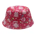 Pink kids reversible bucket hat with cute elephant and star prints for sun protection - 54cm / Red
