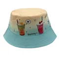 Omkeerbare vissershoed voor kinderen met cartoonprint en geel naar blauw verloop - 54cm / Geel Cyaan Gradiënt (Stijl 2)