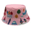 Roze kinder vissershoedje met cartoon reisprint voor outdoor zonbescherming - 54cm / Roze