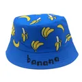 Dunkelblauer Kinder-Fischerhut mit gelbem Bananen-Print und Banana-Schriftzug - 54cm / Blau