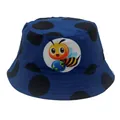 Chapeau bob enfant bleu marine avec motif abeille dessin animé et pois noirs - 54 / Bleu marine