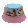 Zonnehoed voor kinderen in blauw en roze met schattige dierenprints apen en olifanten - Stijl 2-Blauw Roze Stiksels Dierenprint