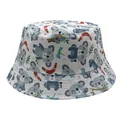 Reversible kids bucket hat with cute cartoon koala and dragonfly print on white fabric - 54cm / White