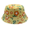 Chapeau de soleil jaune pour enfants avec motif floral orange en toile de qualité - 54cm / Jaune