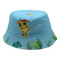 Bob enfant bleu ciel avec girafe et imprimé tropical pour la protection solaire extérieure - 54cm / Bleu ciel