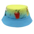 Omkeerbare vissershoed voor kinderen met geel-blauw verloop en zomerse cartoonprint - 54cm / Geel Blauw Gradiënt (Stijl 3)