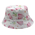 Reversible white fisherman hat with cute cartoon elephant and flower prints for kids - 54cm / White