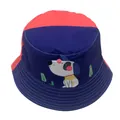 Vissershoed voor kinderen met kleurblokken in blauw en roze en schattige hondenprint - Donkerblauw Roze Patchwork Hond (BQ-B2179)