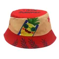 Chapeau bob enfant bicolore avec imprimé ananas Hello Summer pour protection solaire - 54cm / Rouge