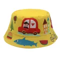 Gele zonnehoed voor kinderen met vrolijke cartoonprint van ademend katoen voor buitenplezier - 54cm / Geel