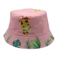 Chapeau soleil rose pour enfants avec girafe et motif de feuilles tropicales - 54cm / Rose