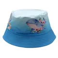 Detailansicht des Kinder-Fischerhuts mit Wal-Aquarell und blauem Farbverlauf-Design - 54cm / Blau Verlauf Wal