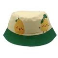 Dettaglio cappello pescatore bimbo con stampa pera e tesa verde a contrasto - Stile 11-Cucitura Beige Verde Pera Cartone Animato