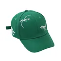 Detailed embroidery of dinosaur skeletons on forest green cotton baseball cap for kids - Adjustable / Green