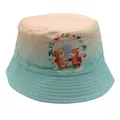 Dettaglio della stampa con orsetto sul cappello a secchiello bimbo sfumato - Stile 13-Sfumato Bianco Blu Stampa Orso Volpe