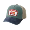 Retro color-block kids baseball cap with cartoon fire truck embroidery and adjustable strap - Adjustable / Khaki