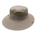 Cappello da sole kaki a tesa larga con rete di ventilazione e bottoni per la pesca - M（56-58cm） / Kaki