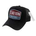 Casquette trucker rétro en mesh noir avec patch brodé vintage et étiquette blanche - Réglable / Noir Color Block