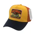 Casquette trucker brodée motocross vintage avec panneaux contrastés jaunes et bleus - Réglable / Jaune