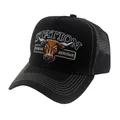 Retro Trucker Cap in Schwarz mit Stier-Stickerei und atmungsaktivem Mesh für draußen - Verstellbar / Schwarz