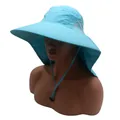 Detail of sky blue sun hat showing breathable mesh panels and adjustable windproof strap - M (56-58cm) / Sky Blue