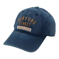 Retro dunkelblaue gewaschene Denim-Baseballkappe mit New York Street Stickerei - Verstellbar / Denim-Blau