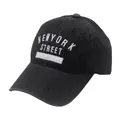 Gewaschene schwarze Denim-Baseballkappe mit New York Street Stickerei auf weißem Grund - Verstellbar / Schwarz