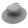 Light grey outdoor sun hat with breathable mesh, ponytail hole and wide brim for hiking - Ponytail Style / Gray