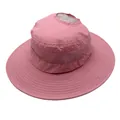 Pink women's wide brim sun hat with breathable mesh and ponytail hole for outdoor hiking - Ponytail Style / Pink